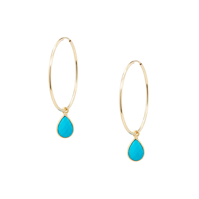 Infinity Gold Hoop Earrings Turquoise